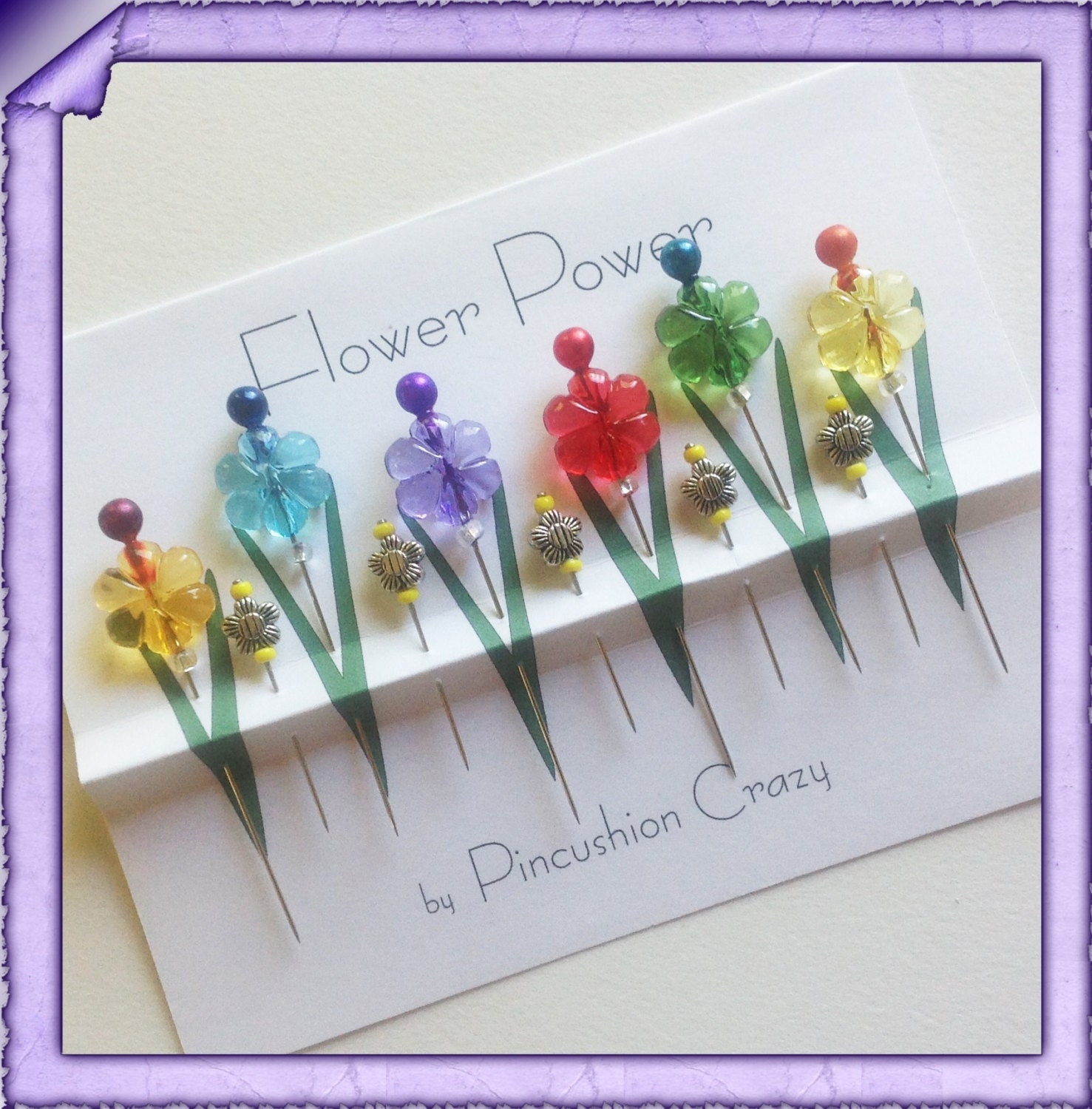 Flower Sewing Pins - Fancy Embellishment Pins - Pincushion Pins