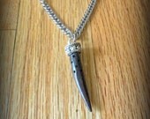 Tribal Horn Pendant Necklace with Silver Chain Bohemian