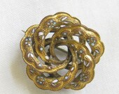 ON SALE Vintage Antique Edwardian Spiral Layered Enamel Flower Circles Brooch or Pin