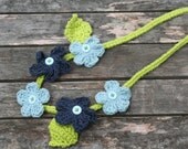 crochet flower necklace for little girls in blue  and green with buttons by yourmomdesigns (rts)