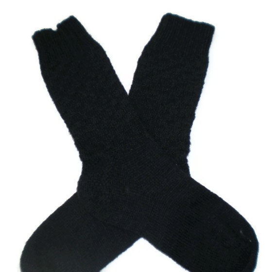 Hand Knit Socks -  Men's Navy Checkerboard Socks