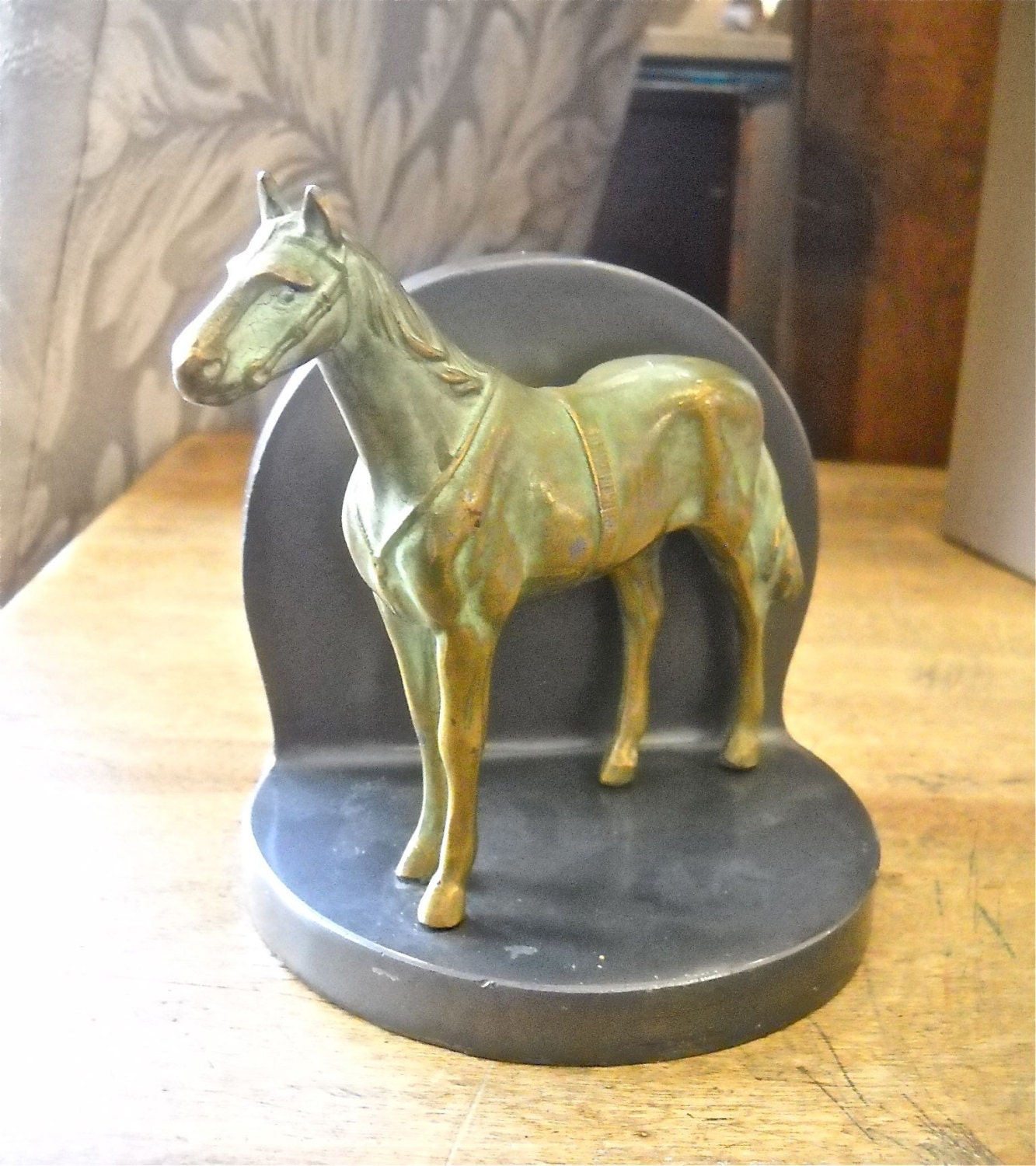 Single Brass Horse Bookend