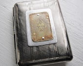Ace of Spades Etched Wallet / Cigarette Case  in Pinstripe -- Acid Bath Series
