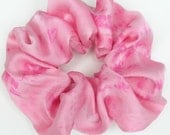 SILK Scrunchie, hand dyed, soft for hair, ponytail, silk, light pink, hot pink, one of a kind original