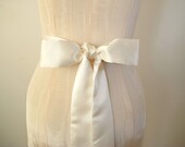 Ivory Matte Satin Sash Bow Belt Wedding Sash Bridal Sash Bridesmaid Sash - long length - made to order