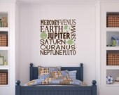 Planets Subway Art - Unique vinyl wall decal for your little space-lover
