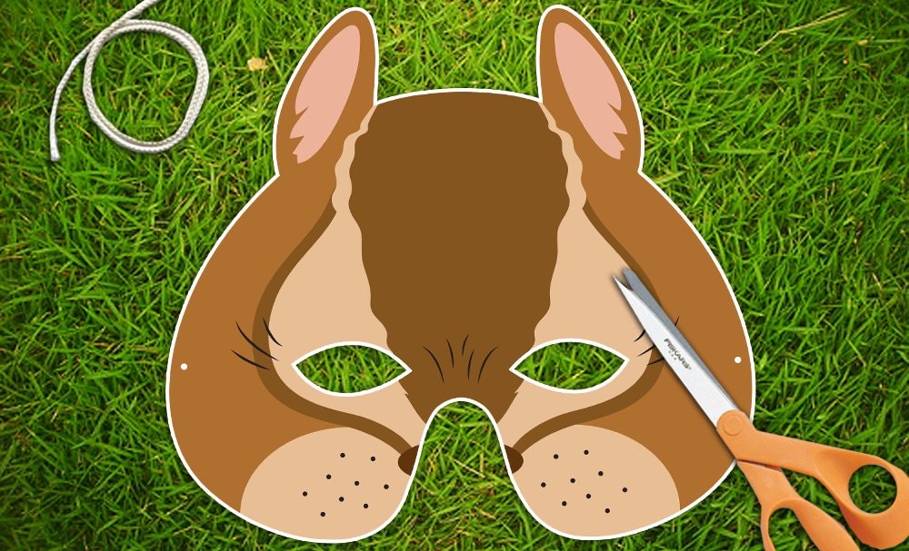 Chipmunk Printable PDF Party Mask, Halloween Mask, Kids