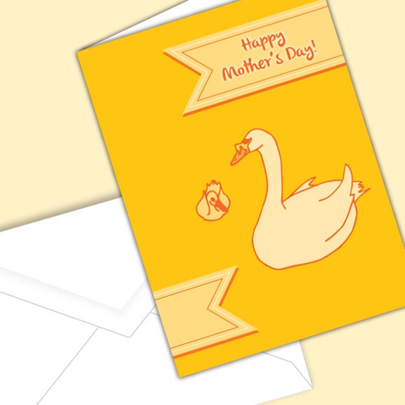 Swans Printable Mother's Day Card