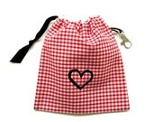 SALE - Red Gingham Heart Dog Tidy Pouch