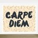 Carpe Diem - Seize The Day - 8x10 inch on A4 (in Darkest Gray Blue & Taupe)