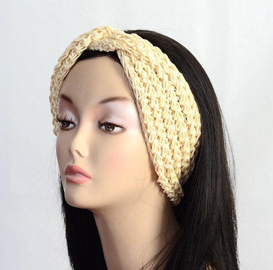 Knit Turban Headband in Cream Color