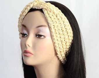 Knit Turban Headband in Cream Color