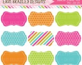 Rainbow Journal Tag Frames Clipart Digital Clip Art Graphics INSTANT DOWNLOAD