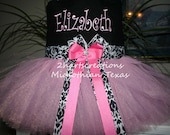 Custom Listing - Tutu Tote Bag - with damask  print ribbon
