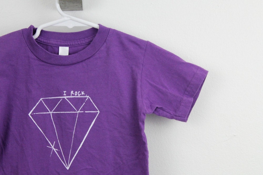 toddler tshirt diamond organic cotton screen printed 2T 4T 6T purple with white ink