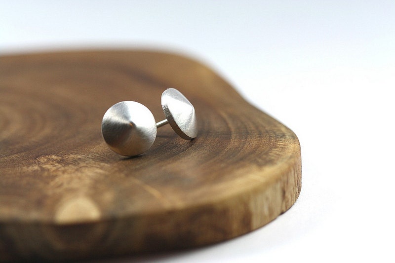 studs, posts, sterling silver, small, earrings, spinning top, etsymetal team