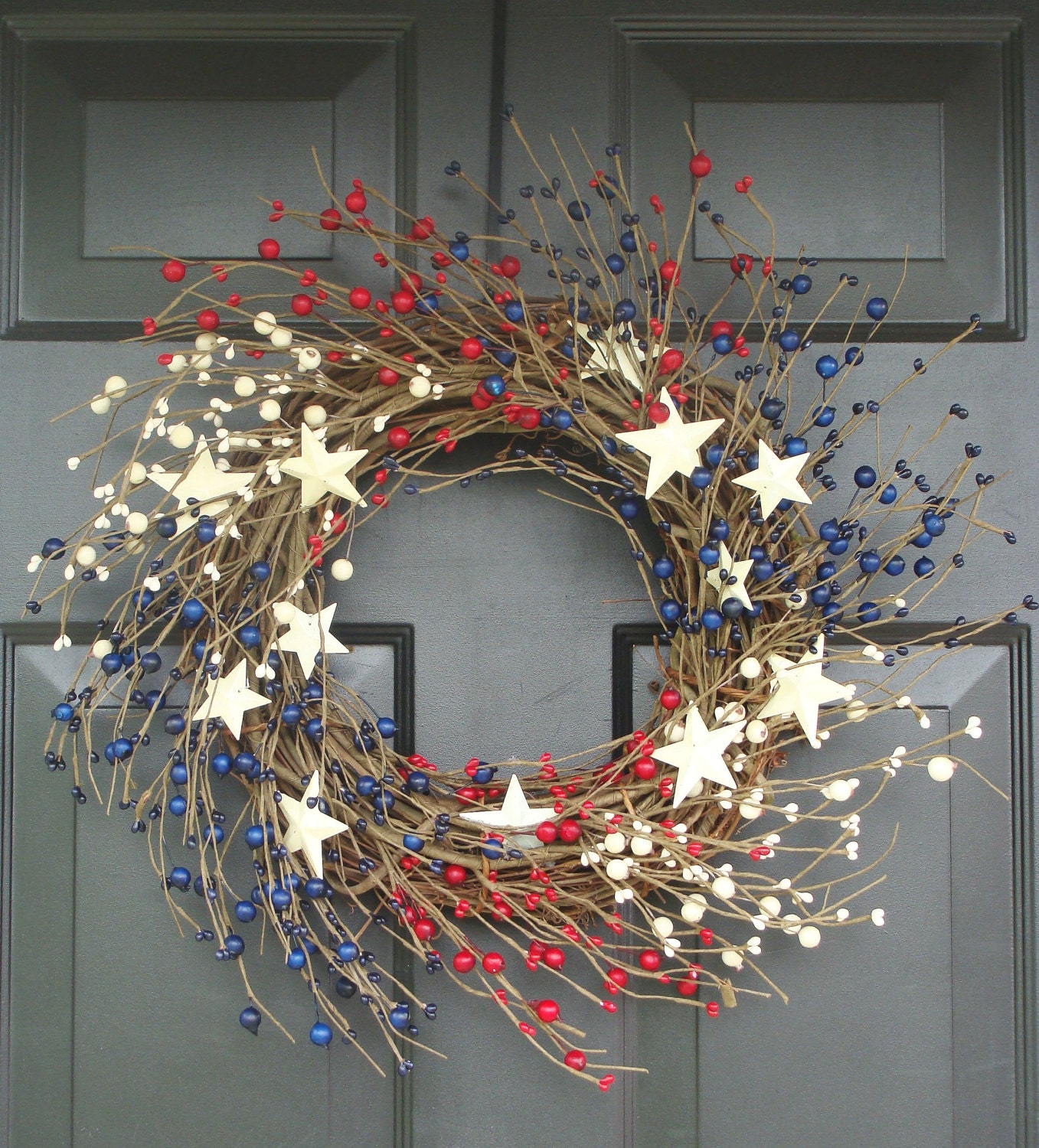 Memorial Day Wreath, Fourth of July Wreath, Americana Wreath, Patriotic Door Wreath, Country Wreath, Rustic Wreath Stars and Stripes