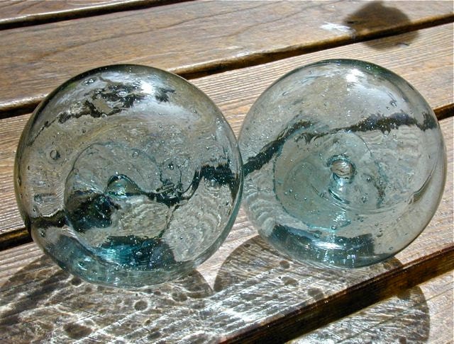 Glass Fishing Floats Collectibles, Sea Garden Twins, Nautical Decor, Antique, Ocean Decor, Maritime, Coastal Decor, Beach Cottage Decor