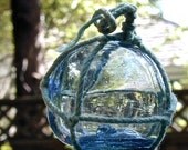 Glass Fishing Float Collectible, Periwinkle MARK, Nautical Decor, Ocean Decor, Beach Cottage Decor, Coastal Decor, Fishing Decor