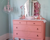 antique dresser shabby chic distressed pink coral salmon cottage prairie vintage - VintageChicFurniture