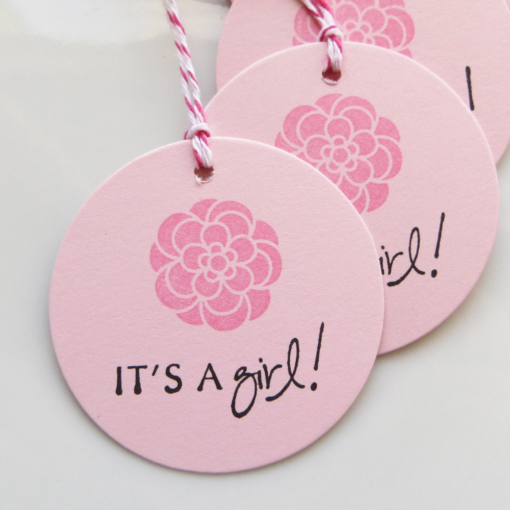 It's a Girl Tags Flower - Set of 8 - Custom Colors Available - Baby Girl Shower Favor Tags It's a Girl Shower Decor Il_170x135