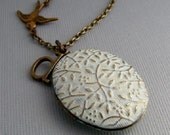 Locket Necklace With Personalized Initial, Oval Floral Locket Necklace, Graduation Gift