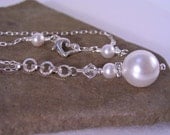 Bride Pearl Necklace, Bridesmaid Pearl Necklace, Wedding, Bridal Jewelry, Sterling Silver Pearl Necklace, Pearl Pendant Necklace, Gift