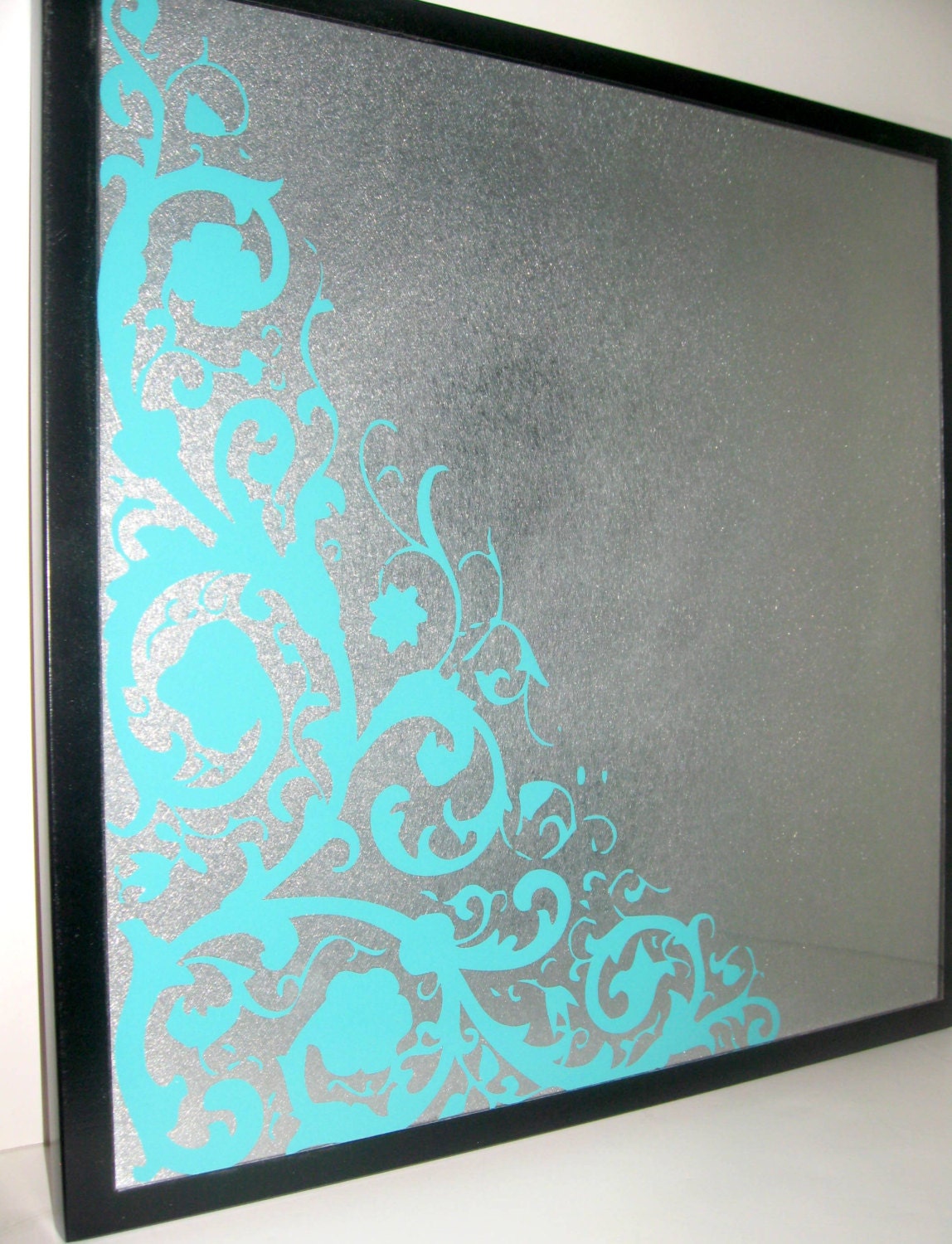 Corner Vine in Teal..Magnet Dry Erase Steel Memo Board // housewarming gift // home decor // office organizer // wall organization