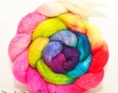 Blue Face Leicester Wool Roving Hand Painted Combed Top Spinning or Felting Fiber  -3.9 oz - I DO