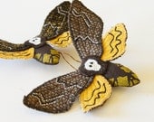 Soft Sculpture Death's Head Hawk Moth Fabric Brooch