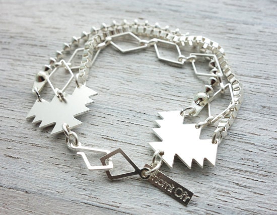 Tulum Bracelet, gold silver geometric Mexican style pyramid jewelry