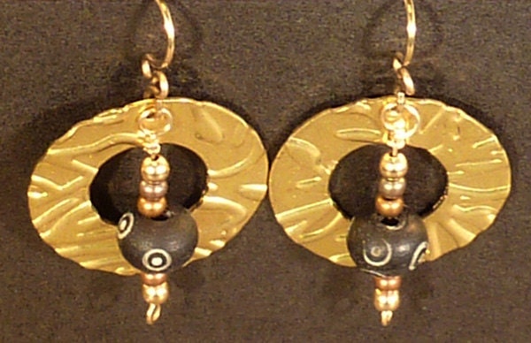 Brass Washers with Bone Bead Earrings