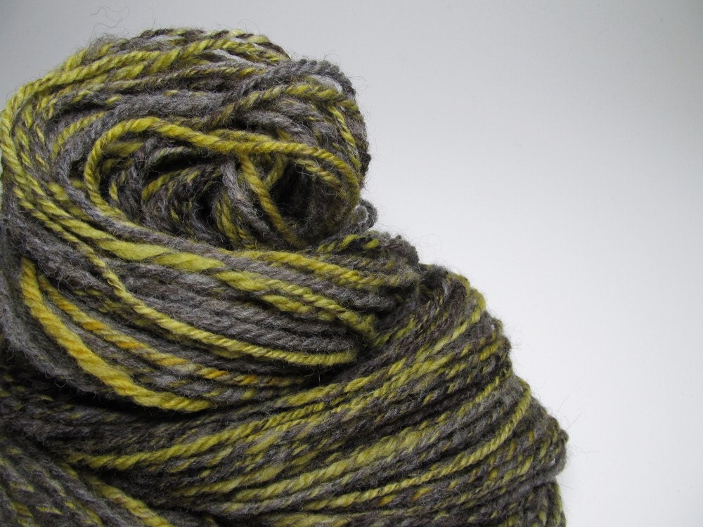 Mustard Tweed, Handspun, Navajo Plied Yarn with Alpaca, Llama and Wool, Over 185 Yards