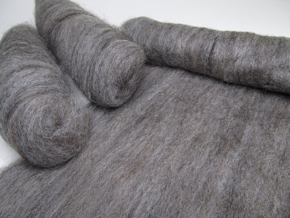 Gray, Hand Washed, Carded 4 Ounces, Smooth Fiber Batt Set