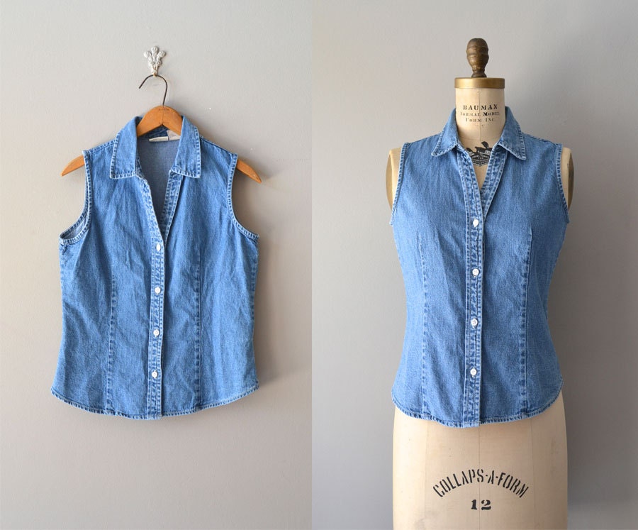 sleeveless denim top / denim shirt / Janie top