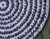 Raspberry Rag Rug Crocheted Handmade All Cotton Cottage Chic Country