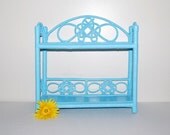 Vintage Wicker Shelf Aqua