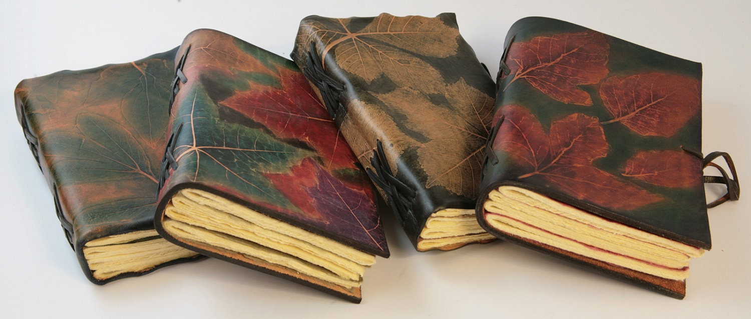 Autumn Leaves Texture Unique Leather Journals Colection