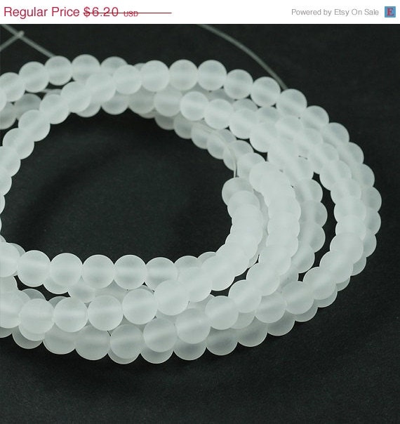 ON SALE Frosted Clear QUARTZ 6mm Round beads Matte Rock Crystal Quartz beads - full strand
