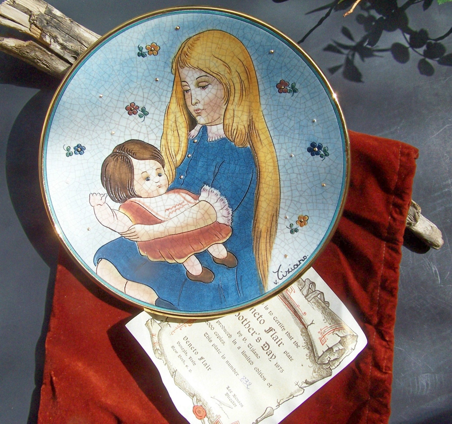 Vintage Plate , 1975 Veneto Flair "Mothers Day" Limited Edition signed and numbered , Venezia , Italy