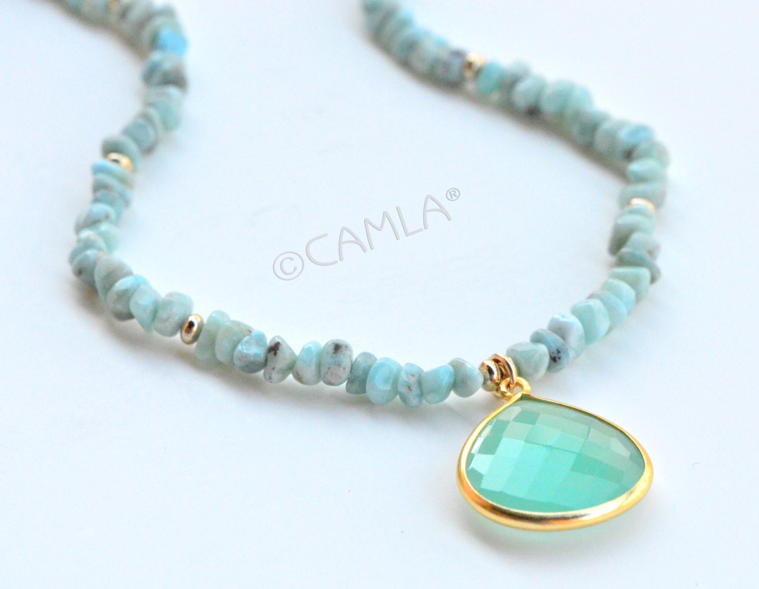 Serenity Larimar & Sea Green Chalcedony Necklace