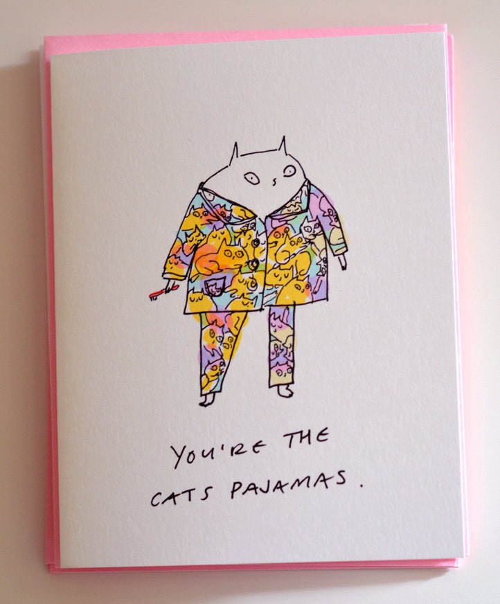 Cat Pajamas - You're the cat's pajamas- SET OF 4 CARDS