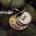 Lucky Us Copper Keychain with two lucky pennies