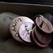 Lucky Us Copper Keychain with four  lucky pennies