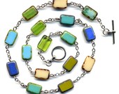Green, Blue Necklace, Earth tones Necklace, Mod Necklace, OOAK Necklace, Spring Color Necklace, Handmade Jewelry by  AnnaArt72