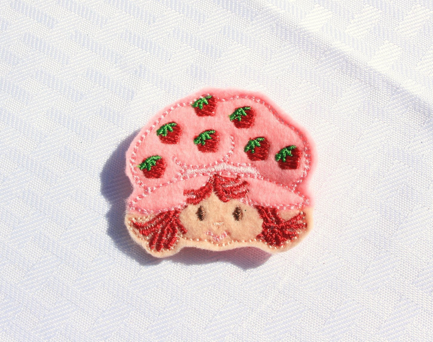 A Strawberry Cutie Clippie, Pink and Red Strawberry Shortcake Inspired Hair Clip