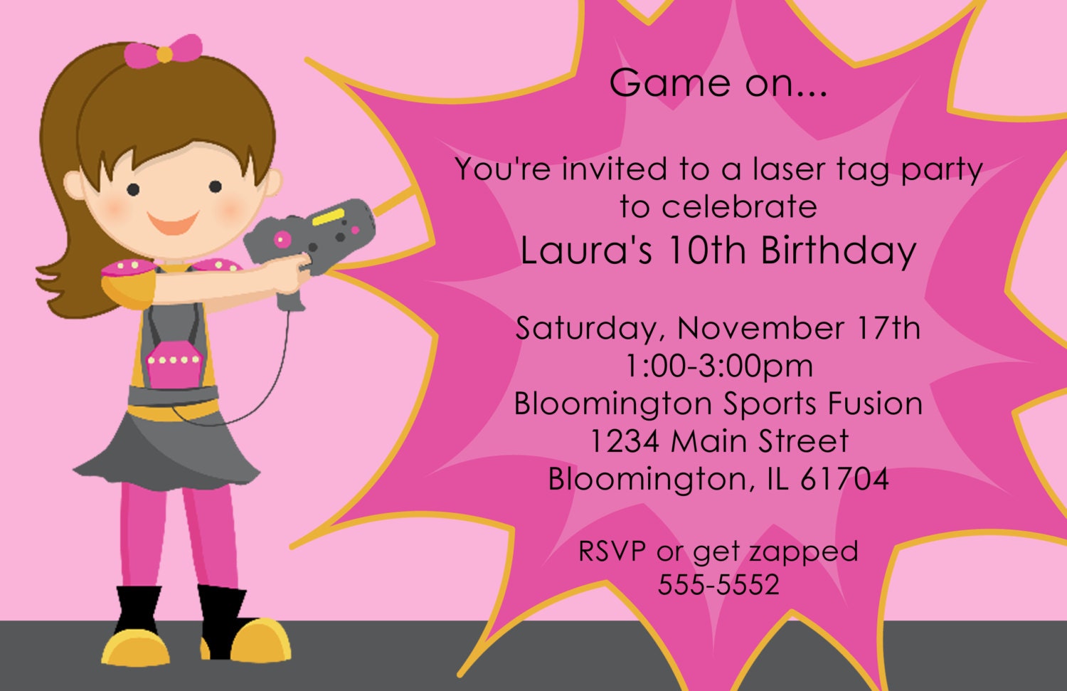 Girls Laser Tag Birthday Party Invitations Il_170x135