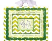 Personalized Baby Gift - Birth Record - Green Chevron