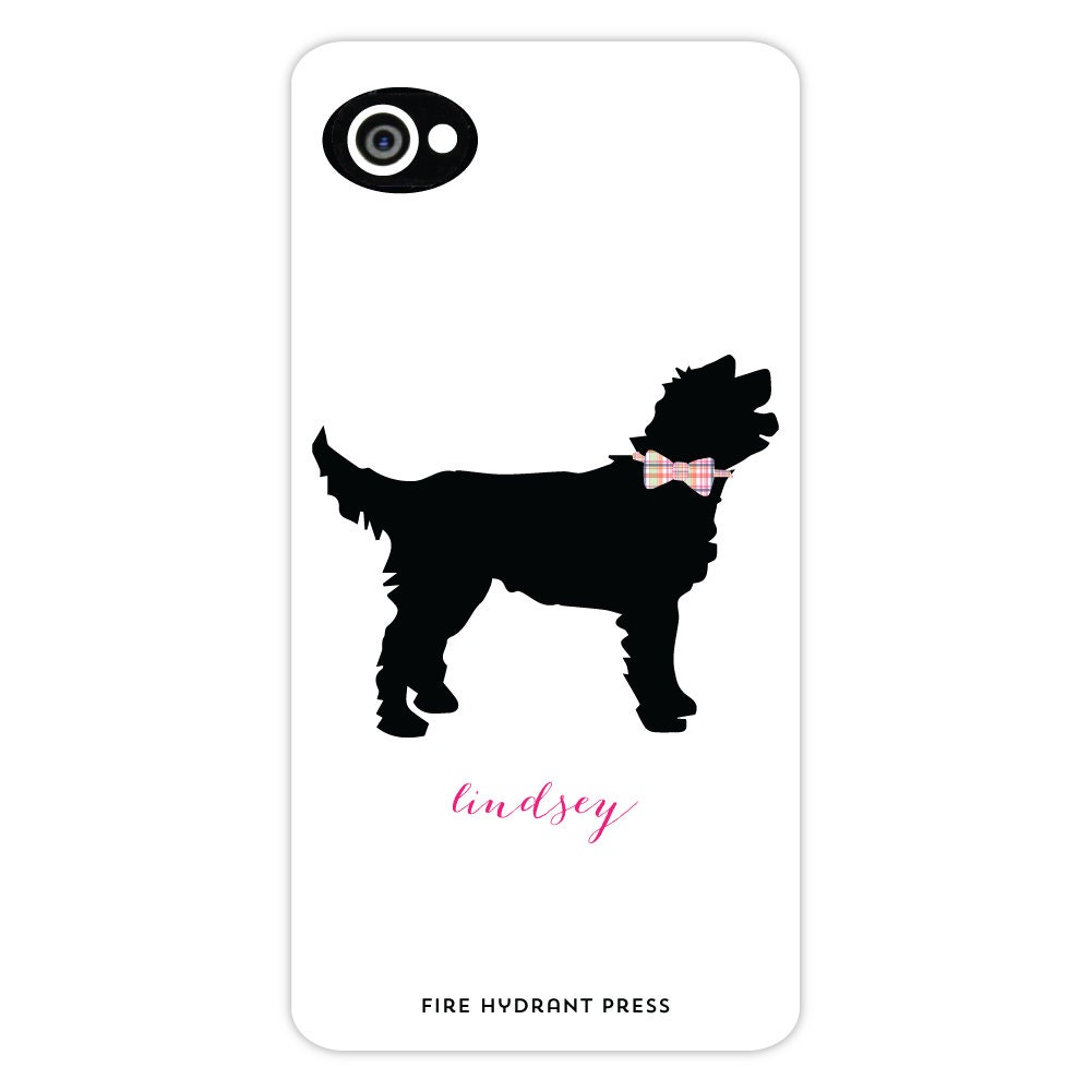 iPhone 5 Dog Silhouette Custom Phone Case Plaid Bow Tie