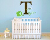Wall Decal - Name Letter and Elephant